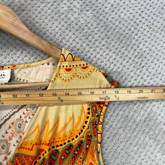 ECI Womens Mini Dress Boho Paisley Flowy Summer Back Tie Sz Large Vintage - Picture 10 of 13